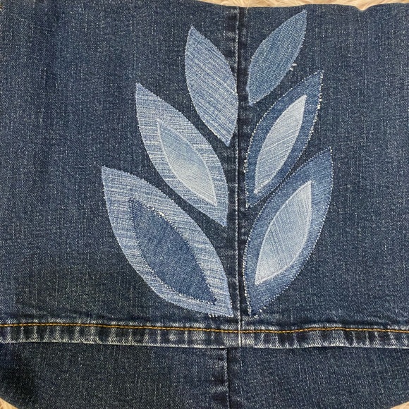 Denim Leaf Handmade Upcycled Leaf Pattern Shoulder Bag - Picture 2 of 5